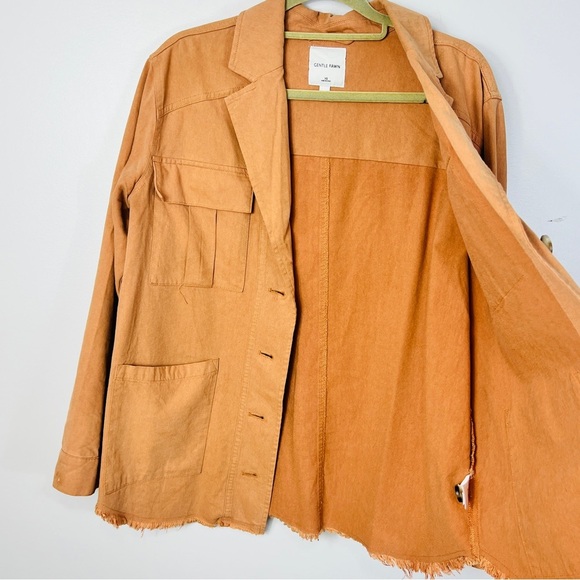 Gentle fawn Camel Button Up Raw Hem oversized Jacket Women Size XS - Picture 10 of 14